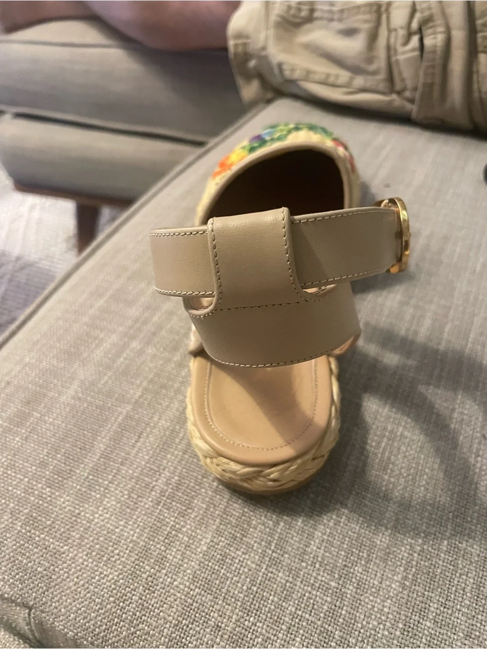 Valentino Embroidered Straw Espadrille Sandals - Beige Floral size 37